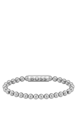 Logo-closure bracelet in a silver tone