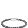 Logo-closure cuff with hematite beads