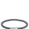 Logo-closure cuff with hematite beads