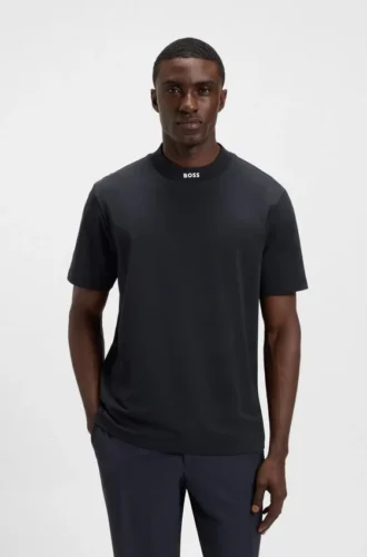 Logo-collar T-shirt in stretch cotton
