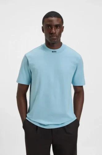 Logo-collar T-shirt in stretch cotton