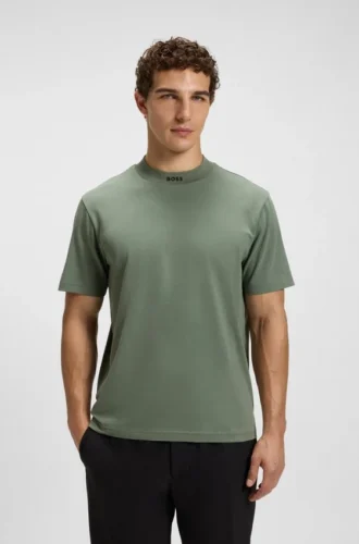 Logo-collar T-shirt in stretch cotton