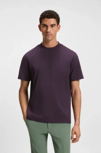 Logo-collar T-shirt in stretch cotton