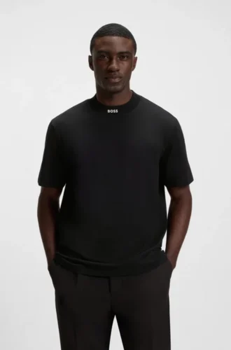 Logo-collar T-shirt in stretch cotton