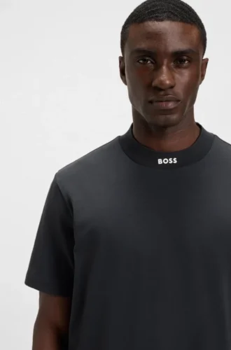 Logo-collar T-shirt in stretch cotton