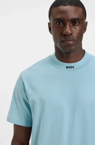 Logo-collar T-shirt in stretch cotton