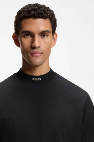 Logo-collar T-shirt in stretch cotton