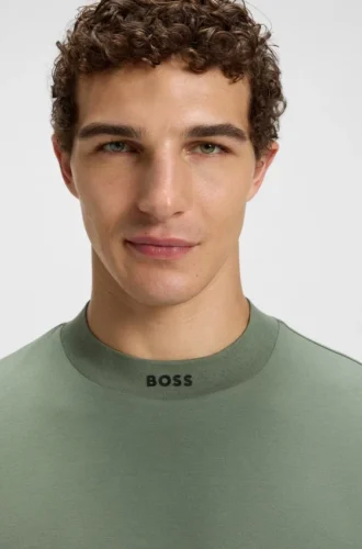 Logo-collar T-shirt in stretch cotton