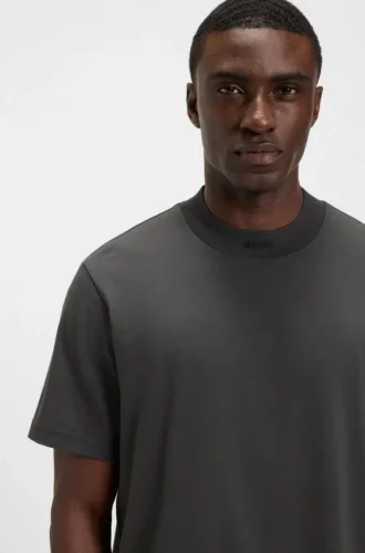 Logo-collar T-shirt in stretch cotton
