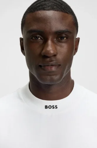Logo-collar T-shirt in stretch cotton