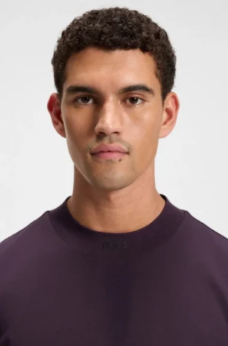 Logo-collar T-shirt in stretch cotton