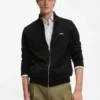 Logo-detail knit jacket in cotton