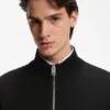 Logo-detail knit jacket in cotton