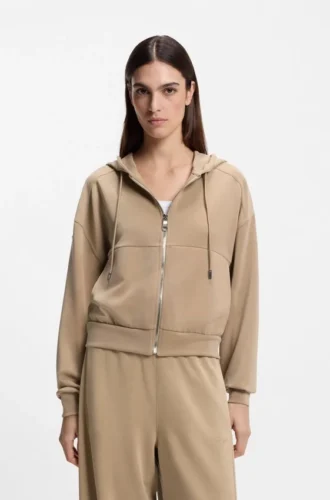 Logo-embroidery zip-up hoodie in an oversized fit