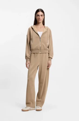 Logo-embroidery zip-up hoodie in an oversized fit