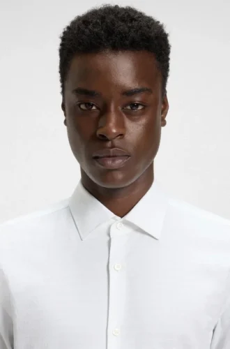 Logo-jacquard slim-fit shirt in cotton