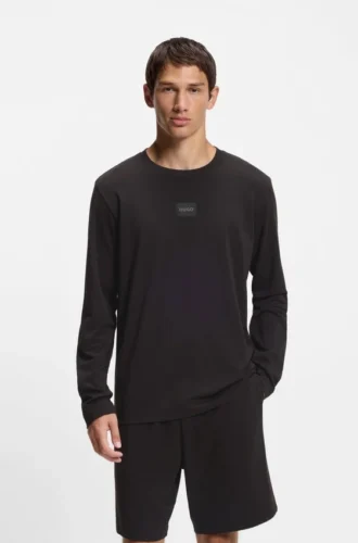 Logo-label pyjama T-shirt in a cotton blend