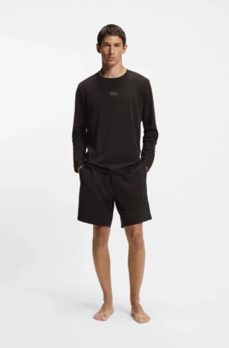 Logo-label pyjama T-shirt in a cotton blend