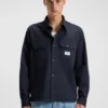 Logo-label shirt in cotton twill