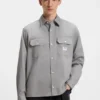 Logo-label shirt in cotton twill