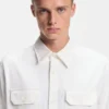 Logo-label shirt in cotton twill