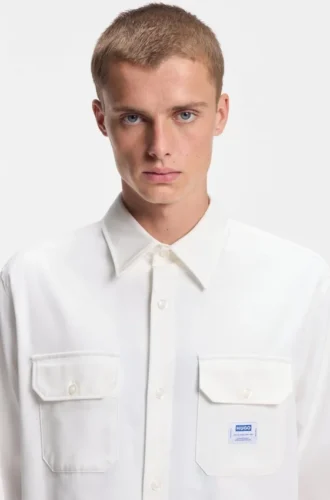 Logo-label shirt in cotton twill