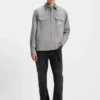Logo-label shirt in cotton twill