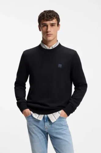Logo-label sweater in cotton and cashmere