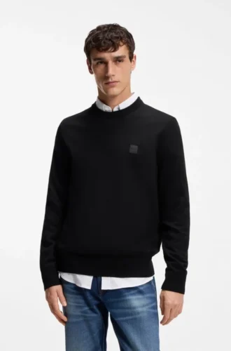 Logo-label sweater in cotton and cashmere