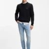 Logo-label sweater in cotton and cashmere