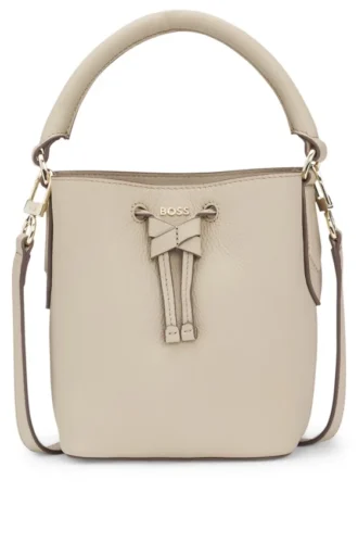 Logo-lettering bucket bag in leather