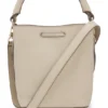 Logo-lettering bucket bag in leather