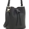 Logo-lettering bucket bag in leather