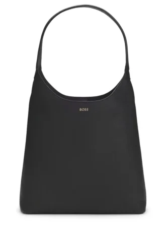 Logo-lettering hobo bag in leather Logo-lettering hobo bag in leather