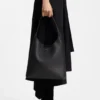 Logo-lettering hobo bag in leather