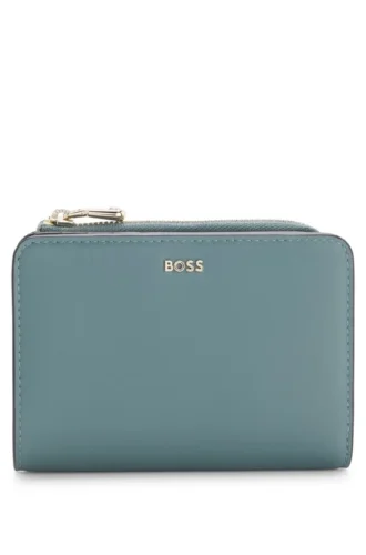 Logo-lettering wallet with zip