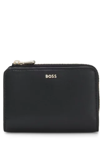 Logo-lettering wallet with zip