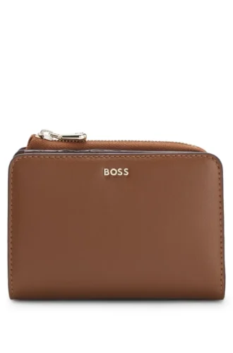 Logo-lettering wallet with zip