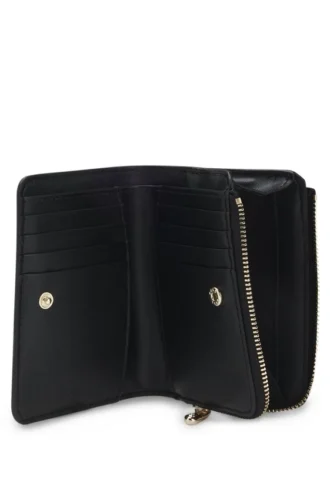 Logo-lettering wallet with zip