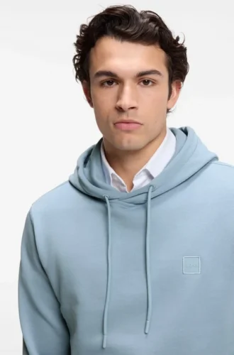 Logo-patch hoodie in cotton terry