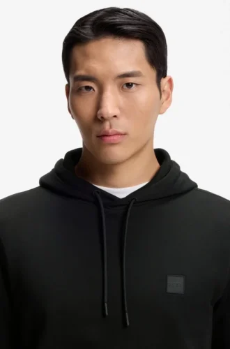 Logo-patch hoodie in cotton terry