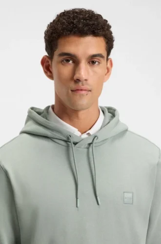 Logo-patch hoodie in cotton terry