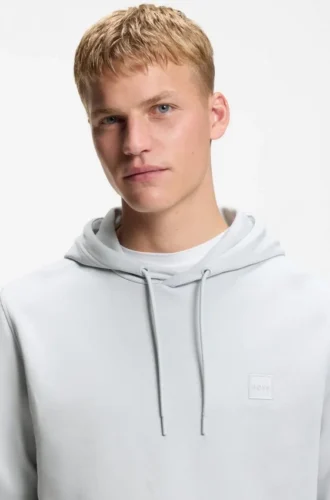 Logo-patch hoodie in cotton terry