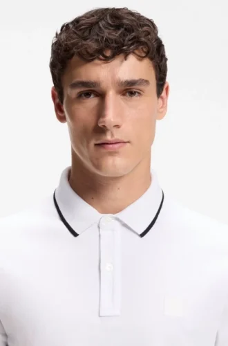 Logo-patch slim-fit polo shirt in stretch cotton