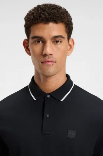 Logo-patch slim-fit polo shirt in stretch cotton