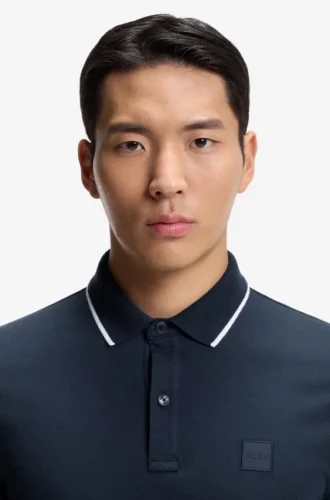 Logo-patch slim-fit polo shirt in stretch cotton