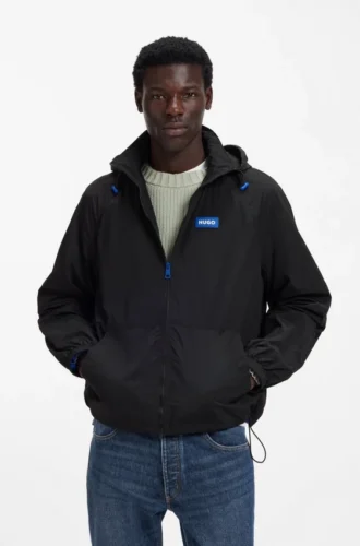 Logo-patch windbreaker with water-repellent finish