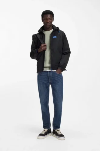Logo-patch windbreaker with water-repellent finish