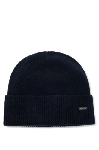Logo-plaque beanie hat in cashmere