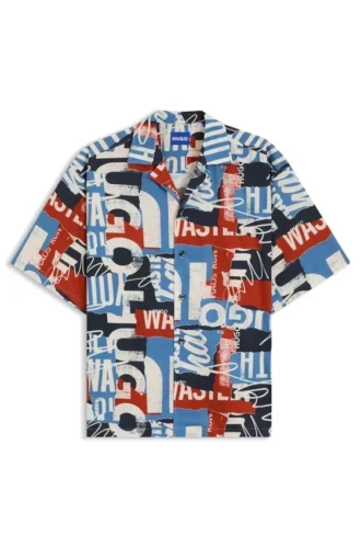 Logo-print relaxed-fit shirt in cotton poplin
